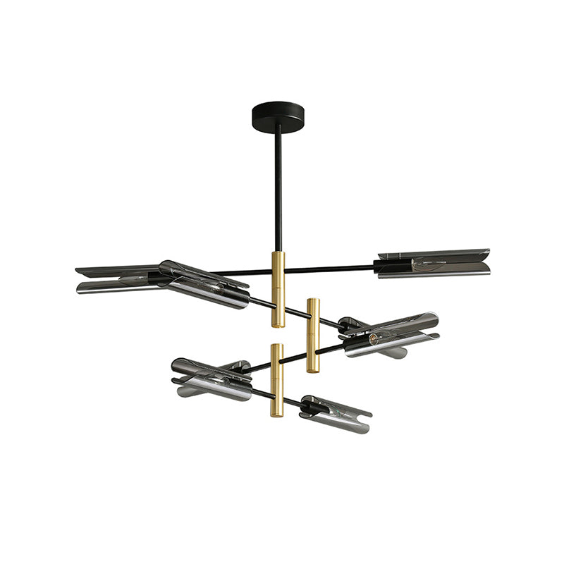 Glazen geometrische hanglamp in moderne creatieve stijl smeedijzeren kroonluchter voor eetkamer