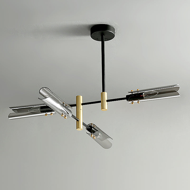 Glazen geometrische hanglamp in moderne creatieve stijl smeedijzeren kroonluchter voor eetkamer