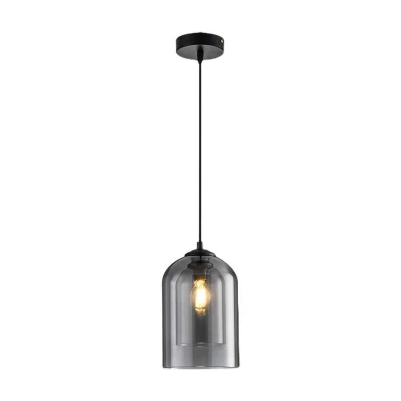 Double Glass Bell Pendant Light in Modern Luxury Style Wrought Iron Hanging Lamp for Interior Spaces