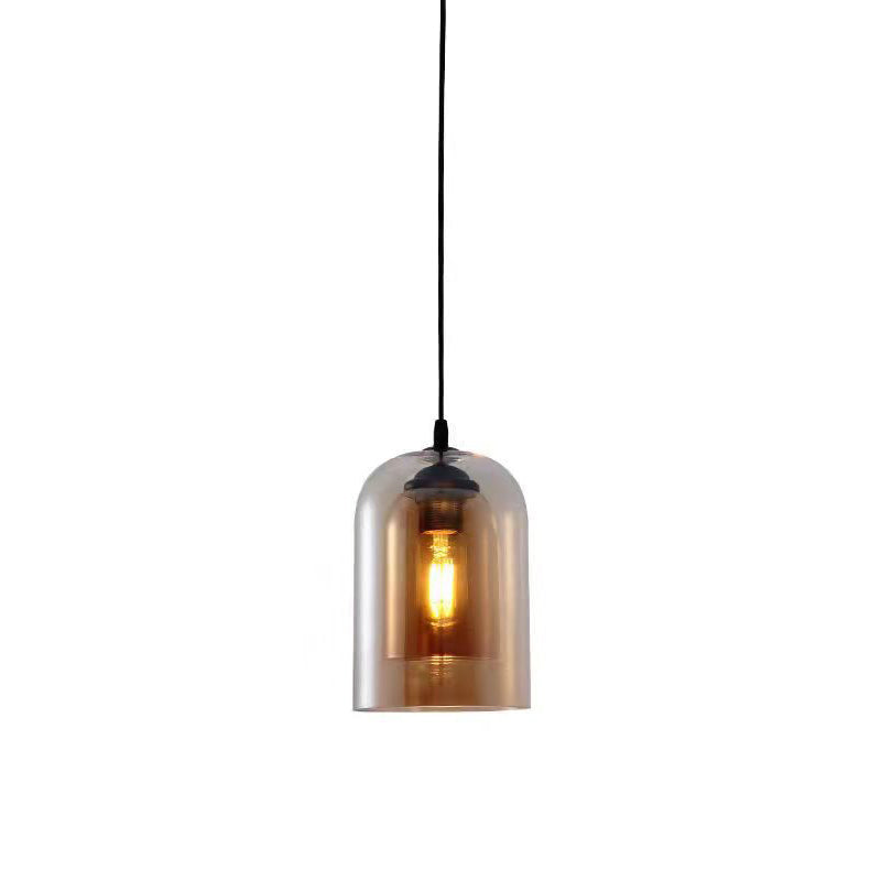 Double Glass Bell Pendant Light in Modern Luxury Style Wrought Iron Hanging Lamp for Interior Spaces