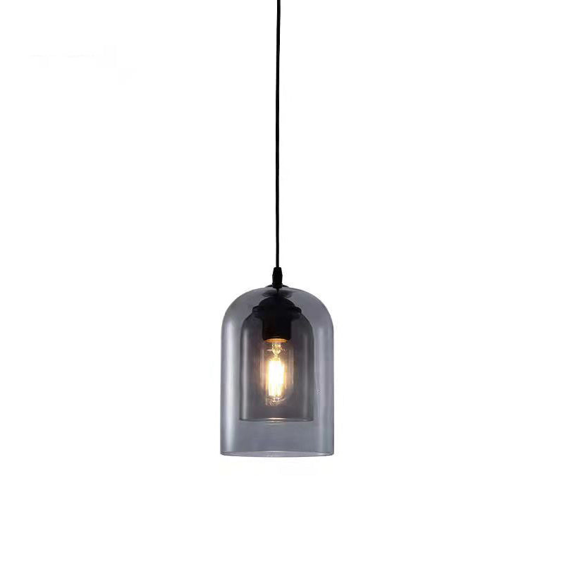Double Glass Bell Pendant Light in Modern Luxury Style Wrought Iron Hanging Lamp for Interior Spaces
