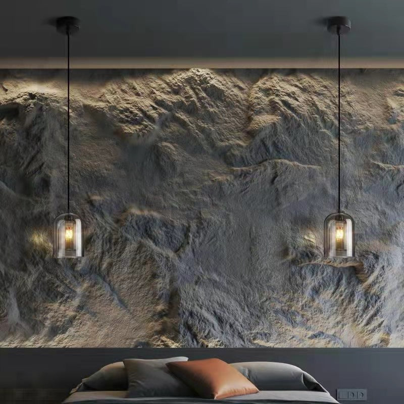 Double Glass Bell Pendant Light in Modern Luxury Style Wrought Iron Hanging Lamp for Interior Spaces