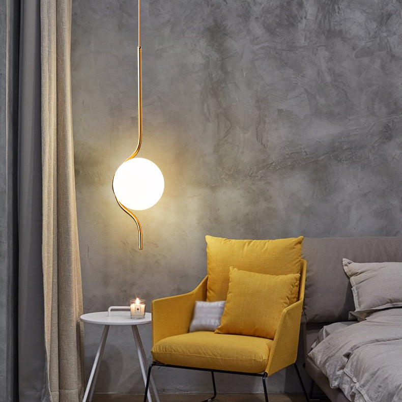 Eisengold Single Hanging Lampe im modernen Luxus -Gla -Globus -Anhänger Licht für Schlafzimmer