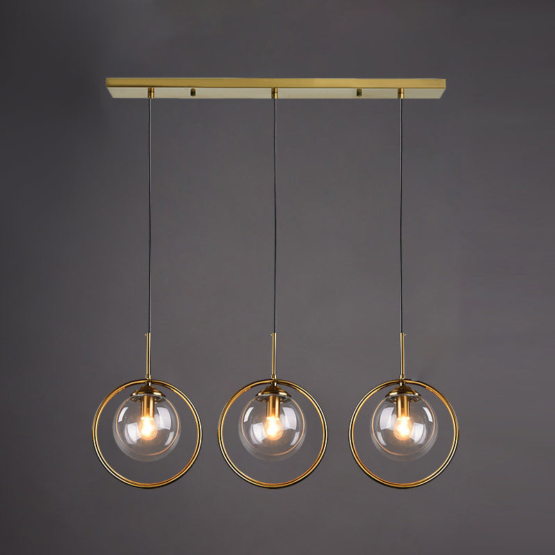 Luz de colgante interior de bronce de vidrio en lámpara colgante de globo de hierro de estilo creativo moderno