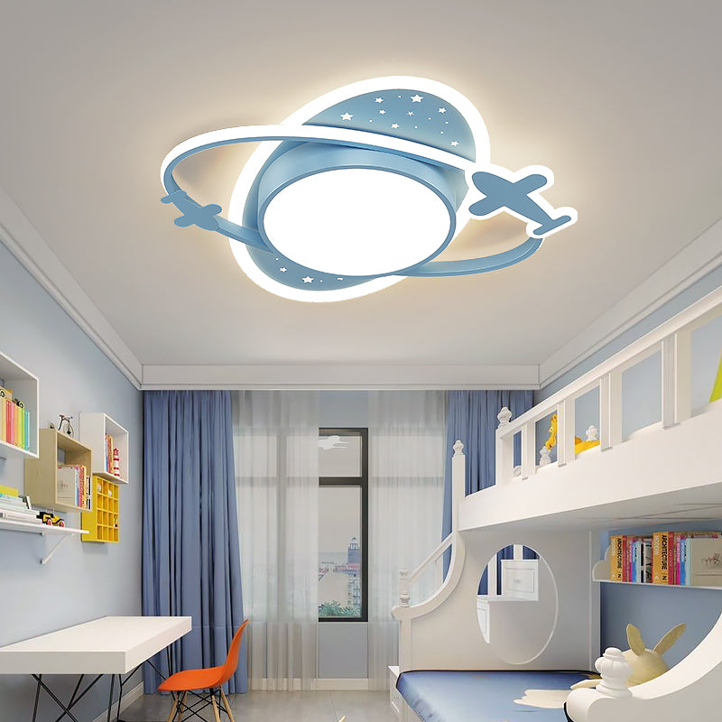 Plane Creative Flush Mount Light Modern Style Kid's Bedroom Lighting Fixture