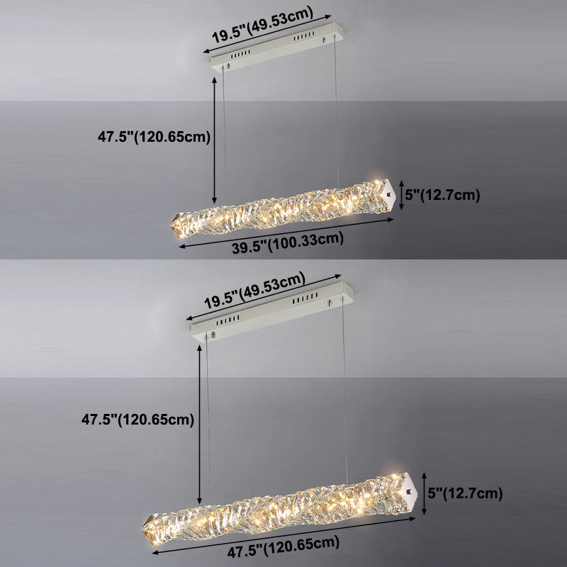 LED Long Linear Crystal Island Lamp Nordic Modern Modern Dining Salle Hanging Light