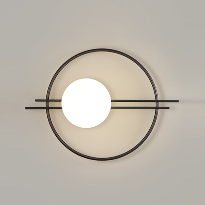 Sphere Sconce Light Modern Style Single Bulb Wall Lamp with White Glass Shade for Bedroom