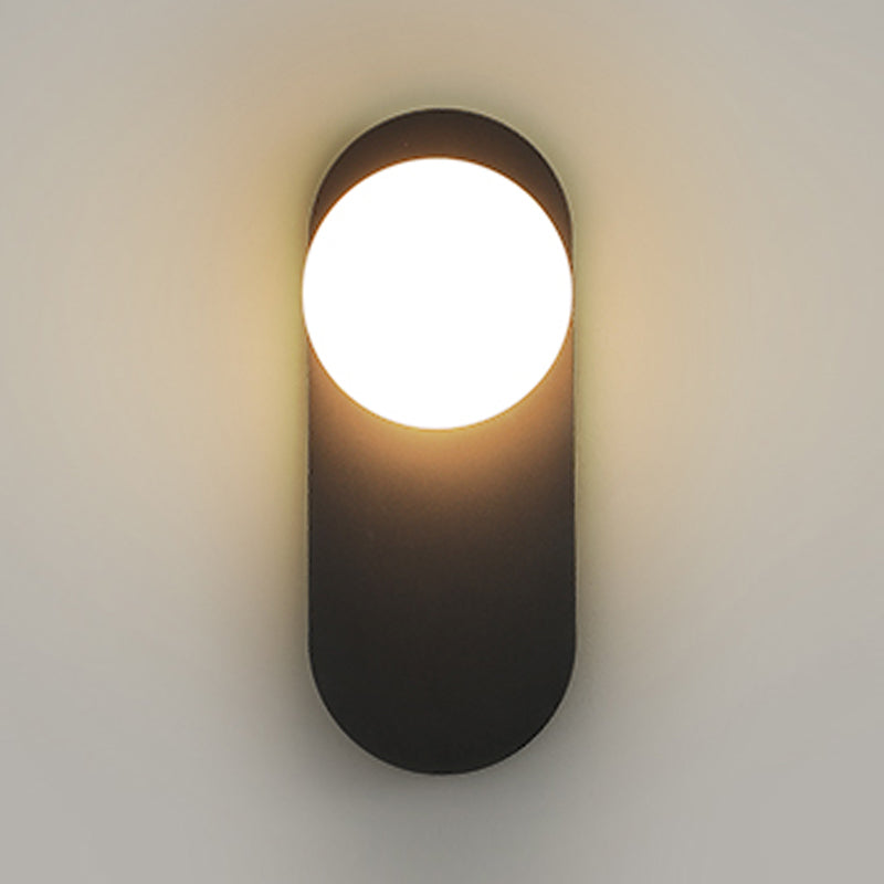 Sphere Sconce Light Modern Style Single Bulb Wall Lamp with White Glass Shade for Bedroom