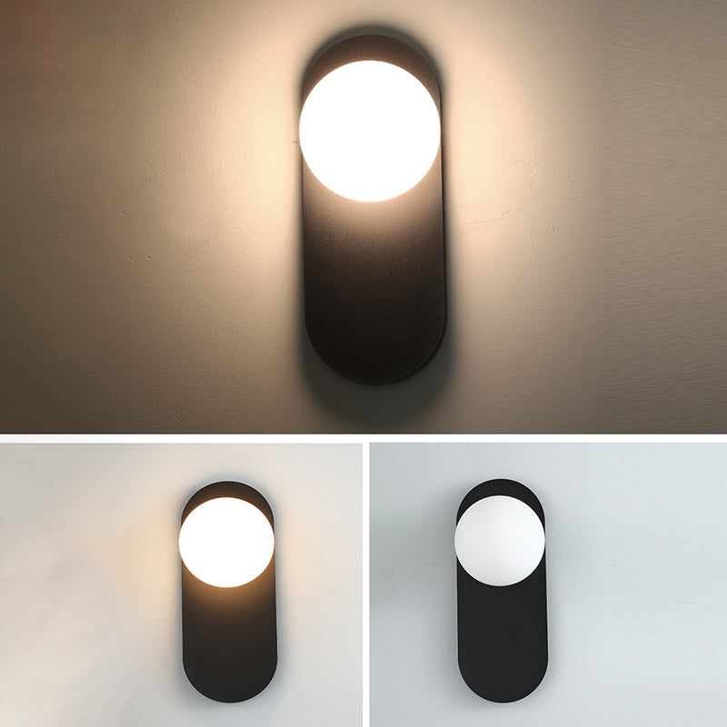 Sphere Sconce Light Modern Style Single Bulb Wall Lamp with White Glass Shade for Bedroom