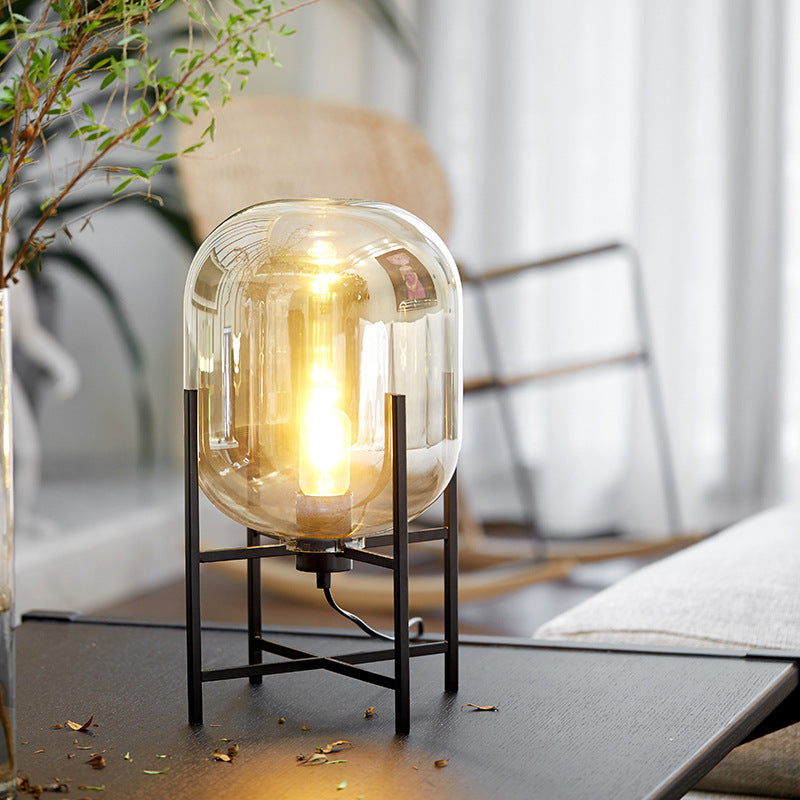 Ultramoderne eenvoud vat tafellamp glas nachtkastje lamp voor slaapkamer