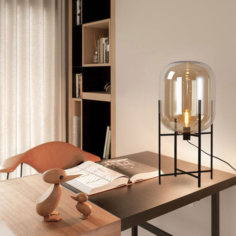 Ultramoderne eenvoud vat tafellamp glas nachtkastje lamp voor slaapkamer