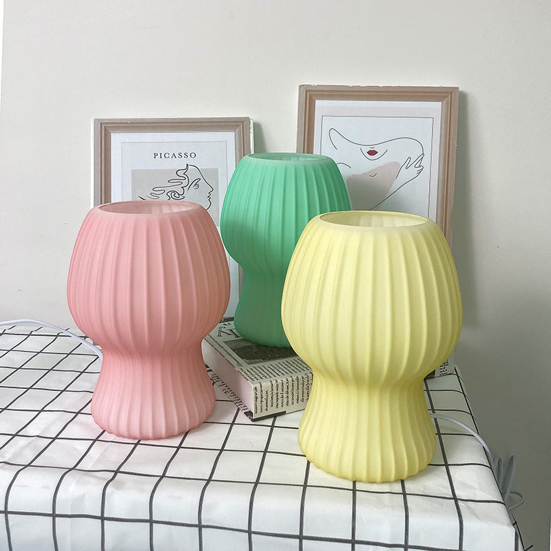 Mushroom Night Table Lamps Modern 1-Light Nightstand Lights with Glass Shade for Bedroom