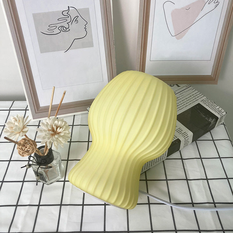Mushroom Night Table Lamps Modern 1-Light Nightstand Lights with Glass Shade for Bedroom