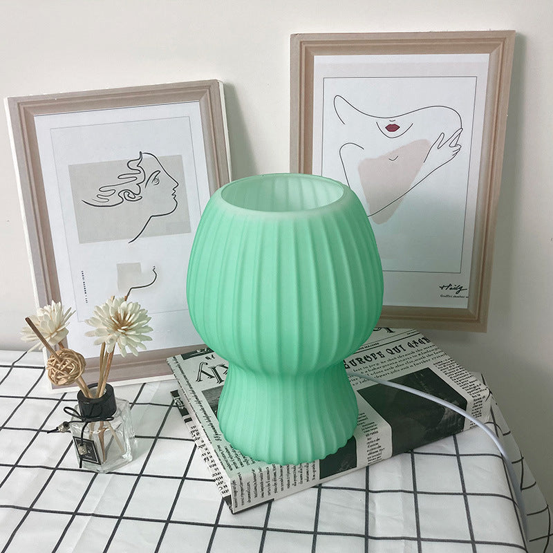 Mushroom Night Table Lamps Modern 1-Light Nightstand Lights with Glass Shade for Bedroom