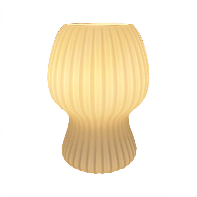 Mushroom Night Table Lamps Modern 1-Light Nightstand Lights with Glass Shade for Bedroom