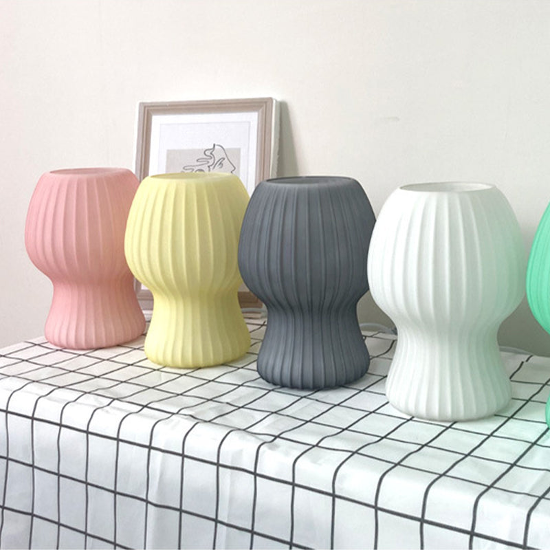 Mushroom Night Table Lamps Modern 1-Light Nightstand Lights with Glass Shade for Bedroom