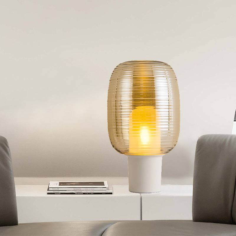 Lampade da comodino zucca bianca Luci da comodino moderne a 1 luce con paralume in vetro per camera da letto