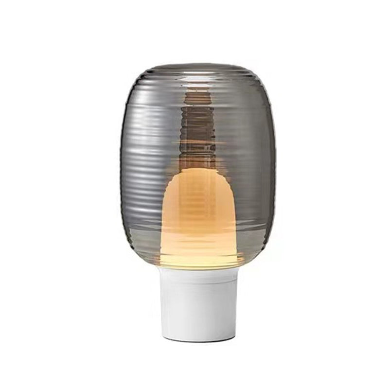 Lampade da comodino zucca bianca Luci da comodino moderne a 1 luce con paralume in vetro per camera da letto
