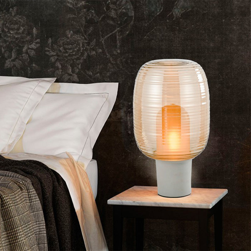Lampade da comodino zucca bianca Luci da comodino moderne a 1 luce con paralume in vetro per camera da letto