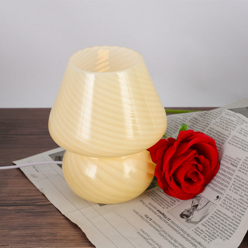 Lámparas de mesa nocturna de champiñones Modernas luces de 1 luces con sombra de vidrio para sala de estar