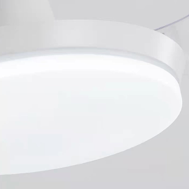 Round Study Room Ceiling Fan Light Metallic Macaron Style LED Semi Flush Mount Lighting