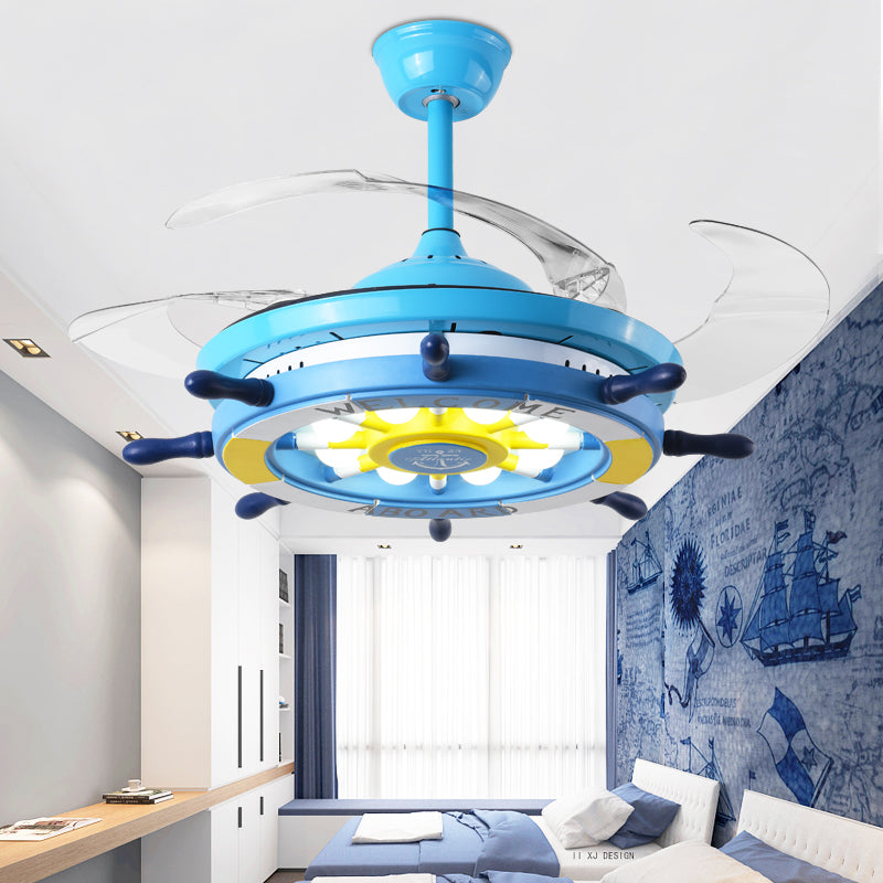 Éclairage de ventilateur de pendentif bleu