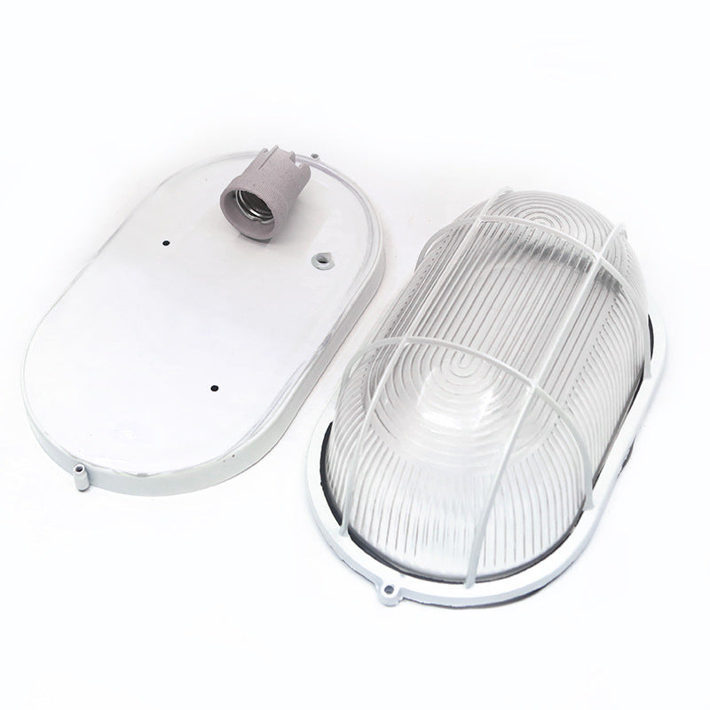 Aplique de pared de vidrio enjaulado Lámpara de techo industrial de montaje empotrado para exteriores de 1 luz en blanco