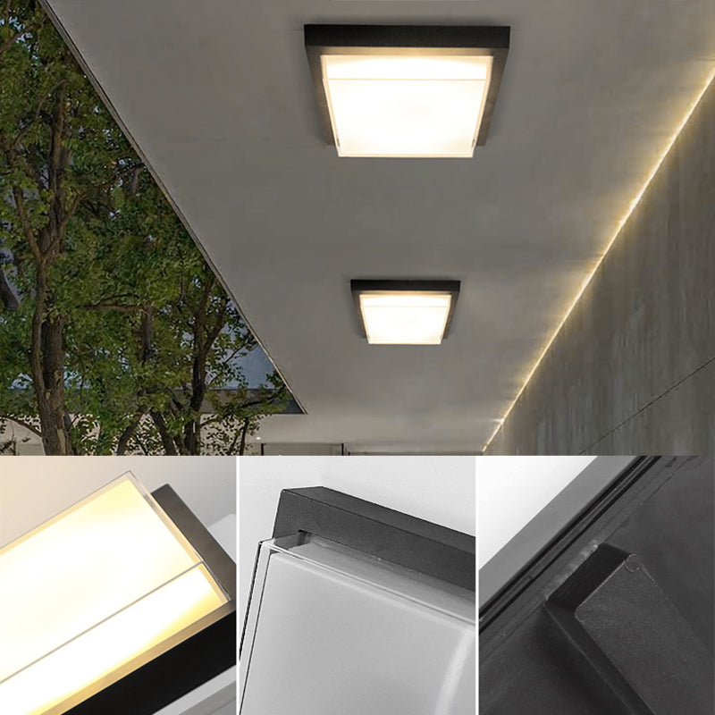 Outdoor Balcony LED Ceiling Lamp Simple Style Rustproof Flush Mount Lighting Fixture