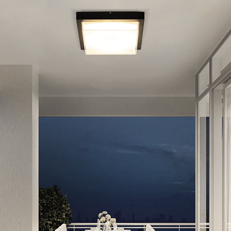 Outdoor Balcony LED Ceiling Lamp Simple Style Rustproof Flush Mount Lighting Fixture