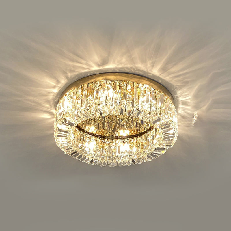 Ring Shaped Crystal Ceiling Light Modern Style Flush Mount Lamp for Living Room