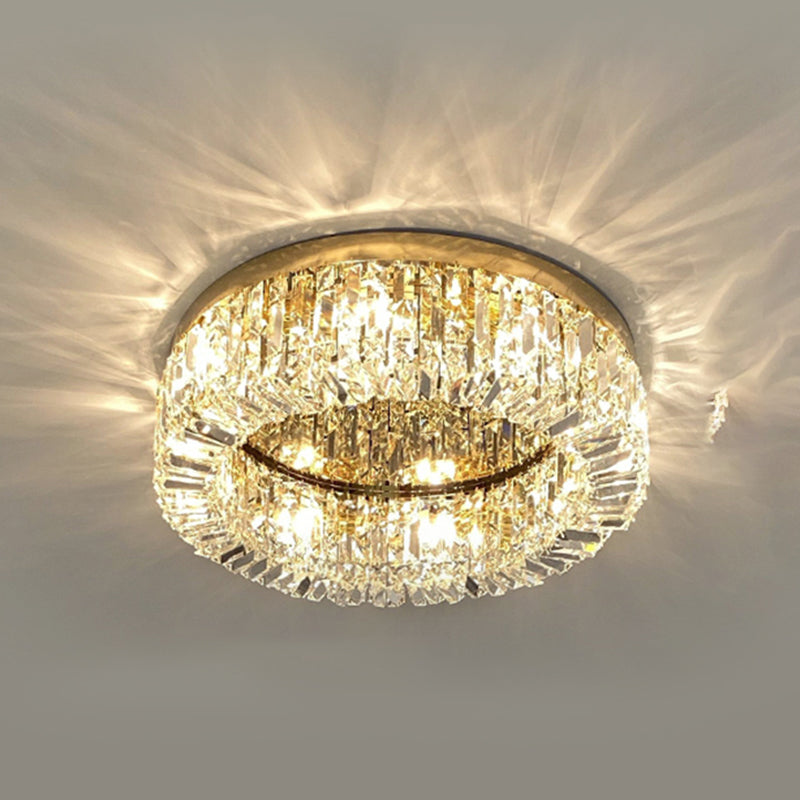 Ring Shaped Crystal Ceiling Light Modern Style Flush Mount Lamp for Living Room