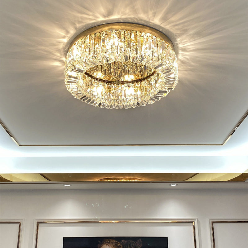 Ring Shaped Crystal Ceiling Light Modern Style Flush Mount Lamp for Living Room