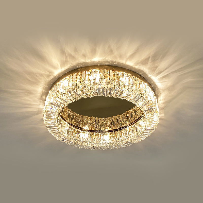 Ring Shaped Crystal Ceiling Light Modern Style Flush Mount Lamp for Living Room