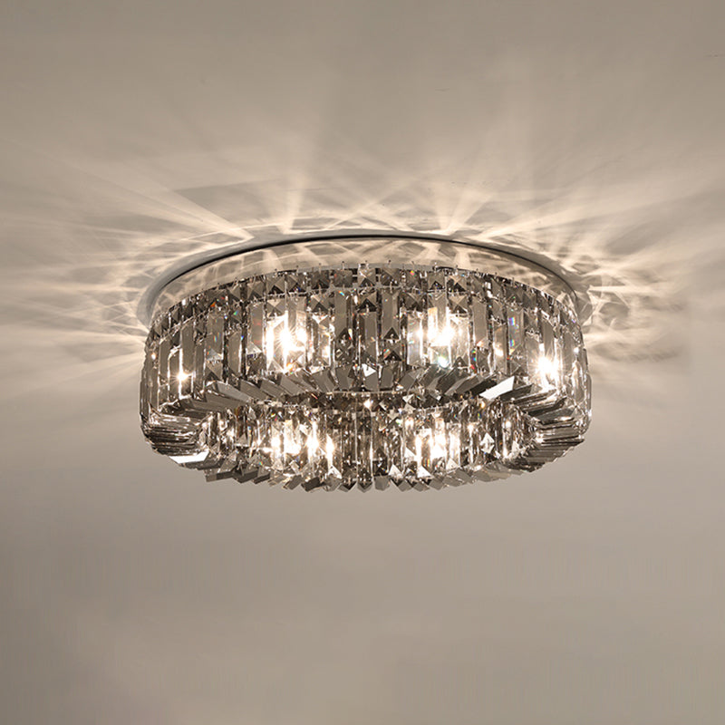 Ring Shaped Crystal Ceiling Light Modern Style Flush Mount Lamp for Living Room