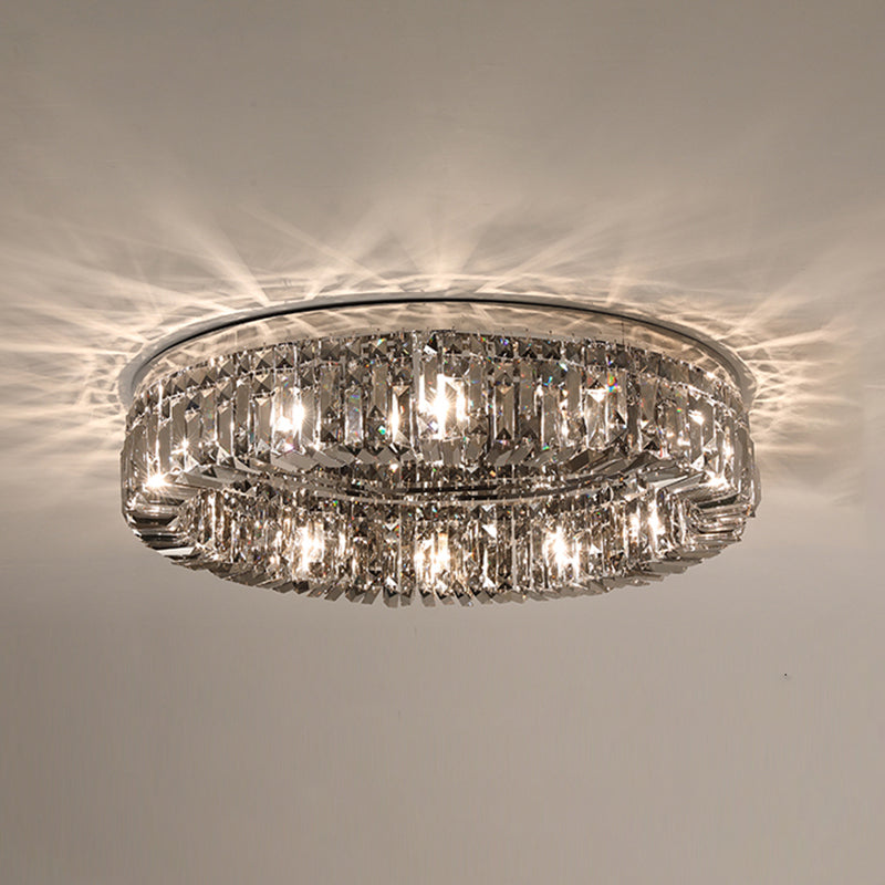 Ring Shaped Crystal Ceiling Light Modern Style Flush Mount Lamp for Living Room