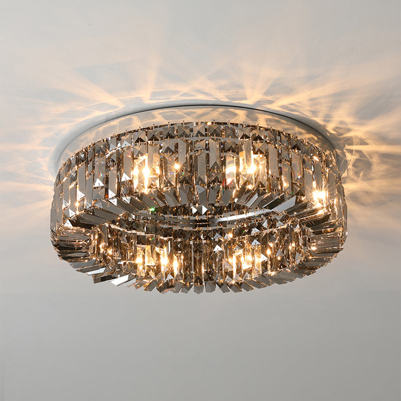 Ring Shaped Crystal Ceiling Light Modern Style Flush Mount Lamp for Living Room