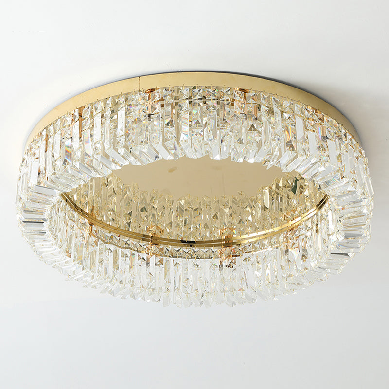 Ring Shaped Crystal Ceiling Light Modern Style Flush Mount Lamp for Living Room