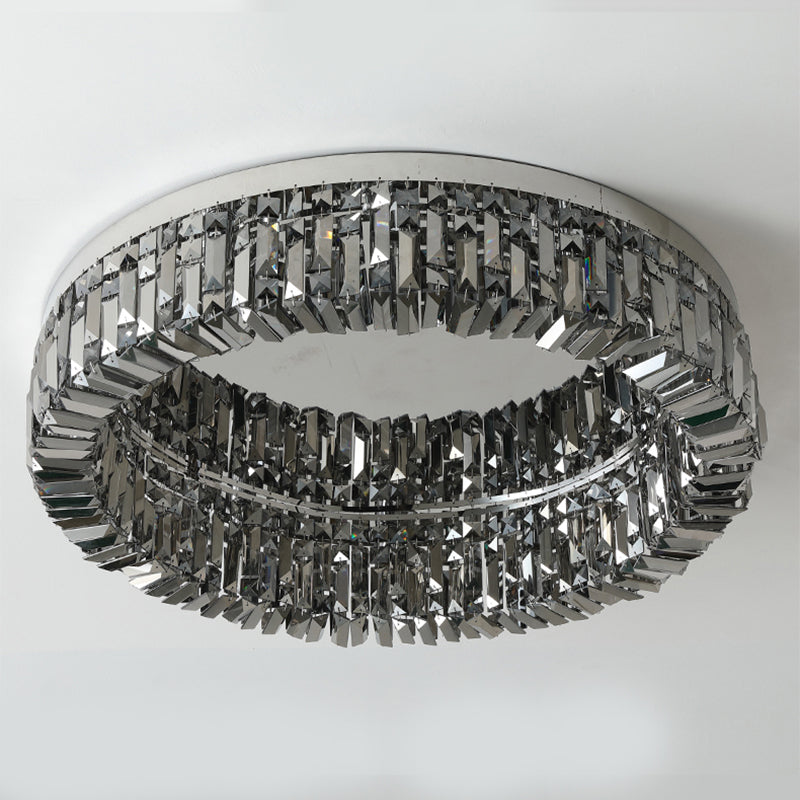 Ring Shaped Crystal Ceiling Light Modern Style Flush Mount Lamp for Living Room