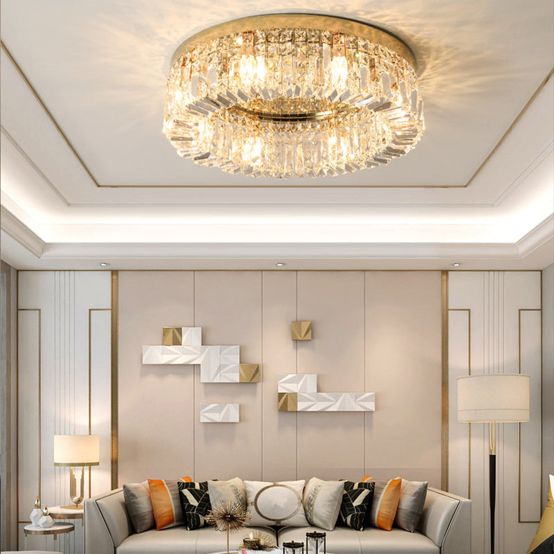 Ring Shaped Crystal Ceiling Light Modern Style Flush Mount Lamp for Living Room
