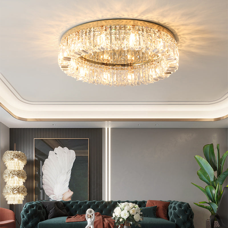 Ring Shaped Crystal Ceiling Light Modern Style Flush Mount Lamp for Living Room