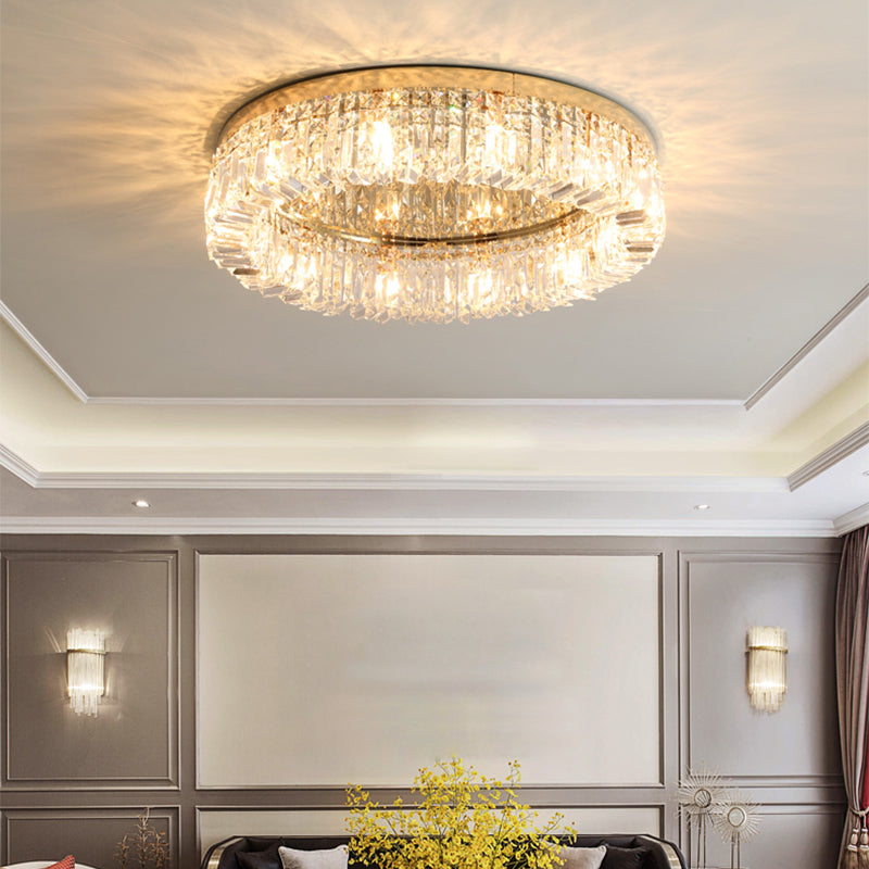 Ring Shaped Crystal Ceiling Light Modern Style Flush Mount Lamp for Living Room