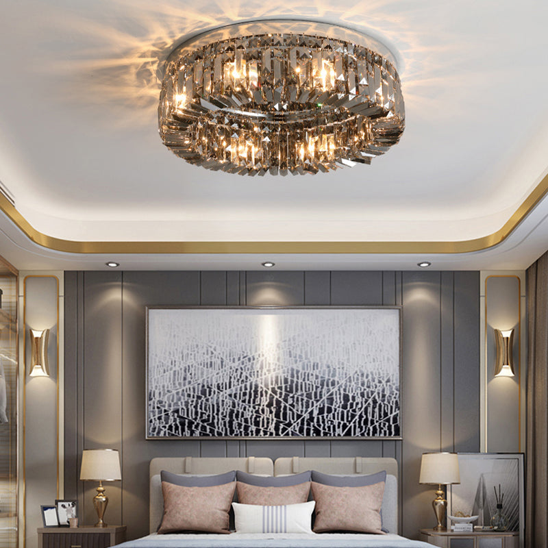 Ring Shaped Crystal Ceiling Light Modern Style Flush Mount Lamp for Living Room