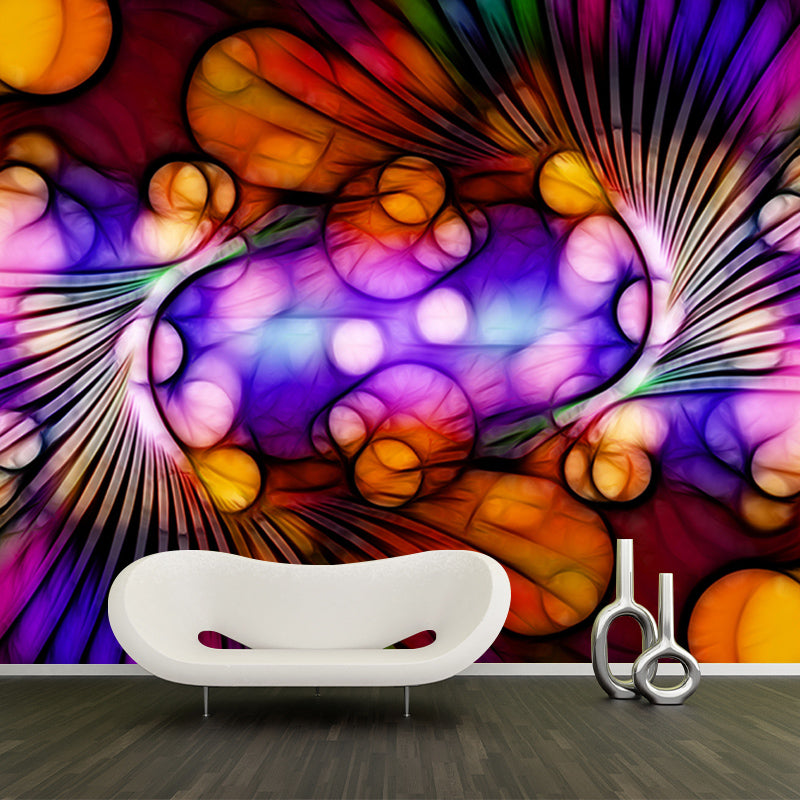 Contemporary Blurry Pattern Mural for Living Room Mildew Resistant Wall Covering