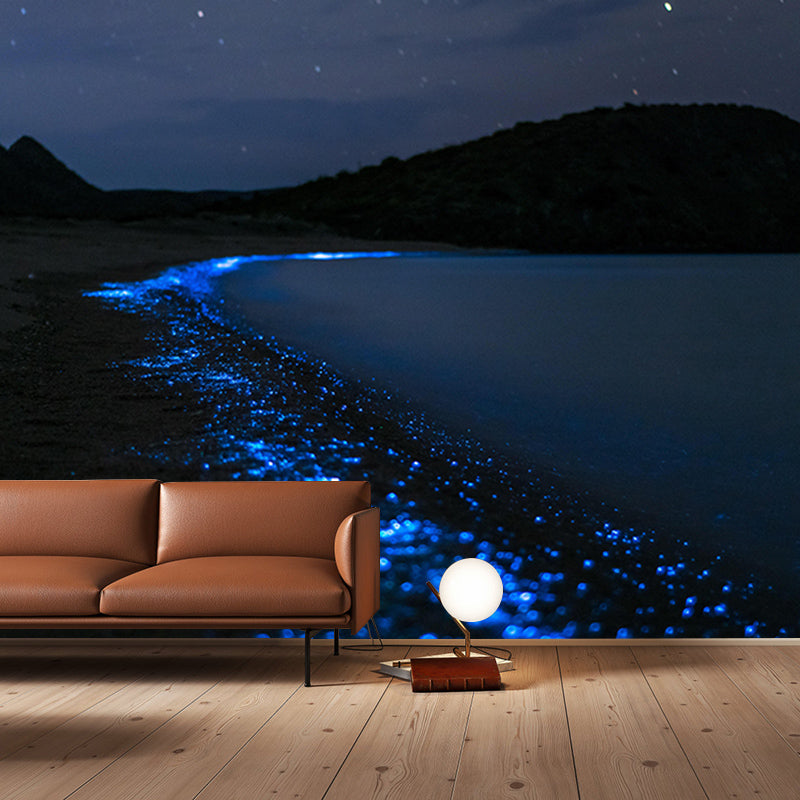 Contemporary Photography Sea Mural for Living Room Mildew Resistant Wall Covering