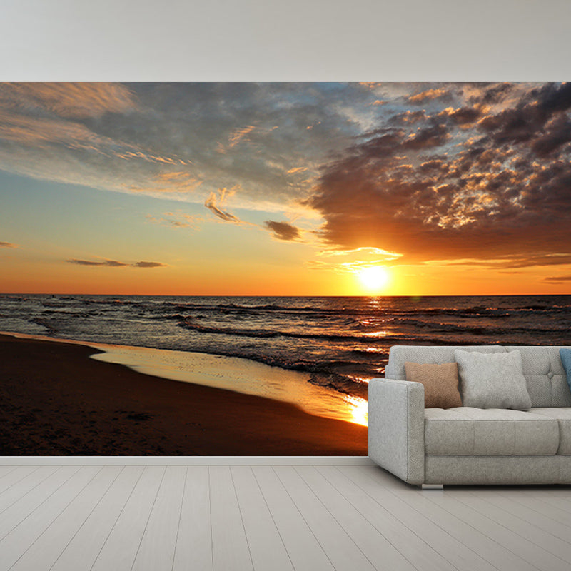 Contemporary Photography Sea Mural for Living Room Mildew Resistant Wall Covering