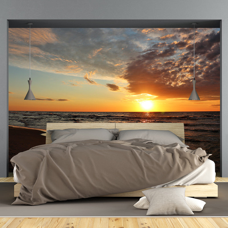Contemporary Photography Sea Mural for Living Room Mildew Resistant Wall Covering