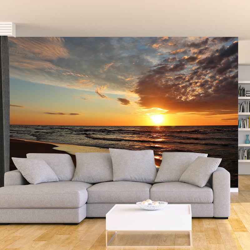 Contemporary Photography Sea Mural for Living Room Mildew Resistant Wall Covering