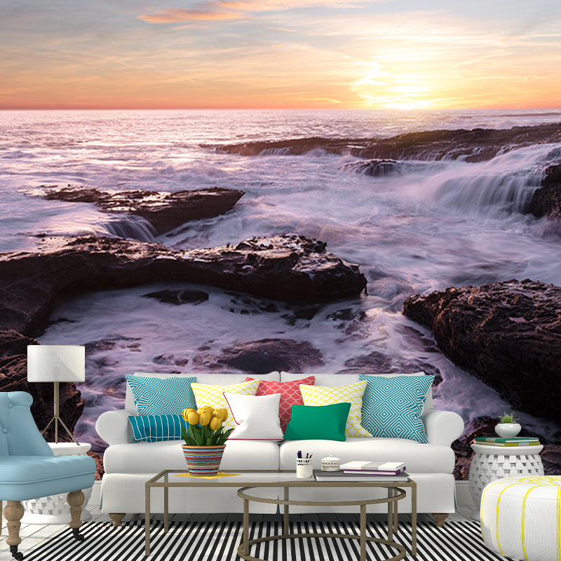 Modern Style Sea Mural Wall Covering for Living Room Eco-friendly for Decoration