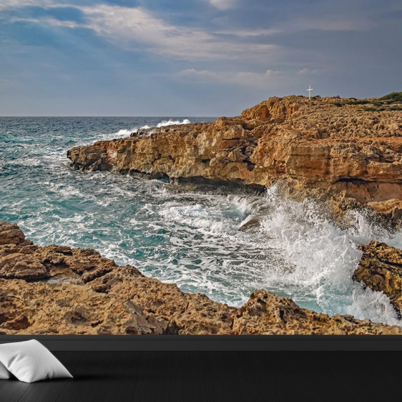 Customized Sea Mural Wall Decor Eco-friendly Wallpaper for Sitting Room