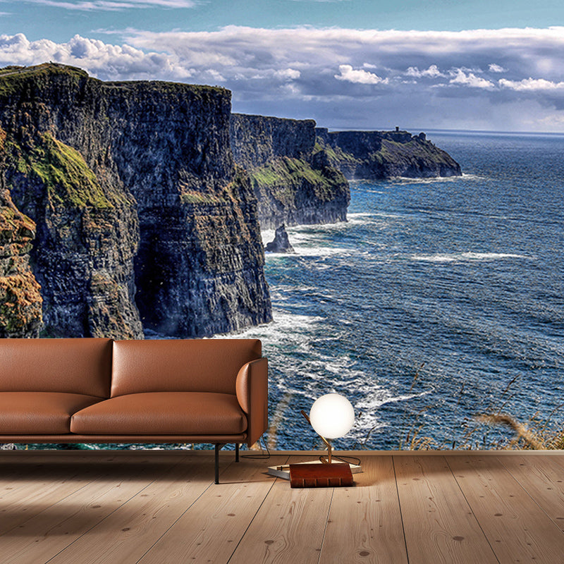 Customized Sea Mural Wall Decor Eco-friendly Wallpaper for Sitting Room